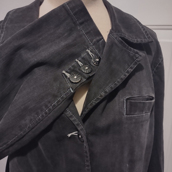 Venezia  Black Denim Jean Jacket  Size 18/20 - Picture 8 of 9